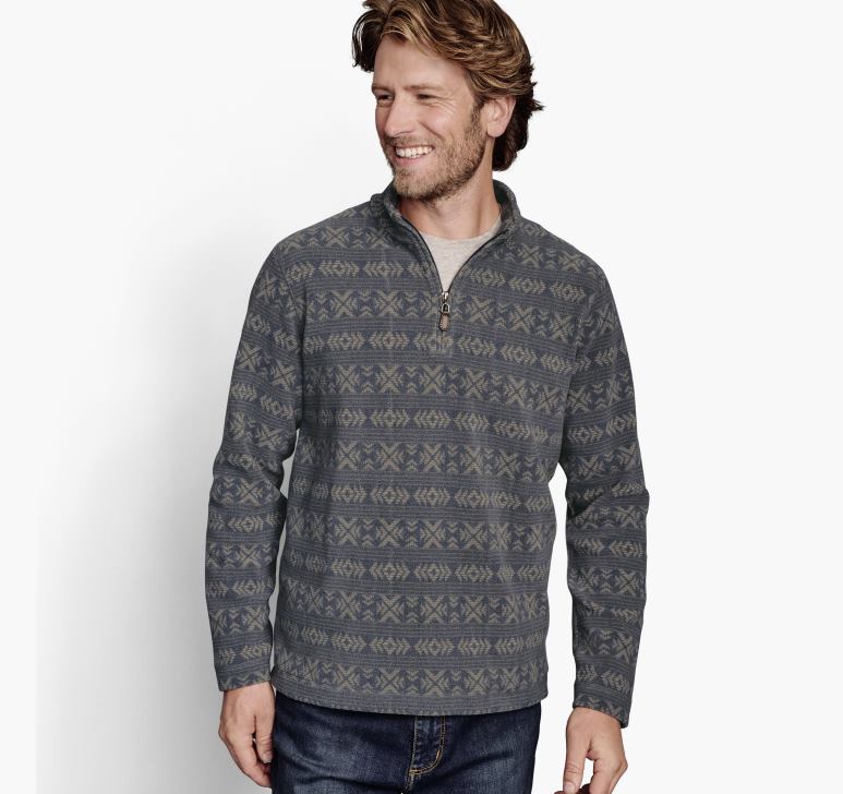 imprimeu aztec bleumarin 6FF4F807 bărbați Johnston  Murphy fleece imprimat sfert-fermoar îmbrăcăminte