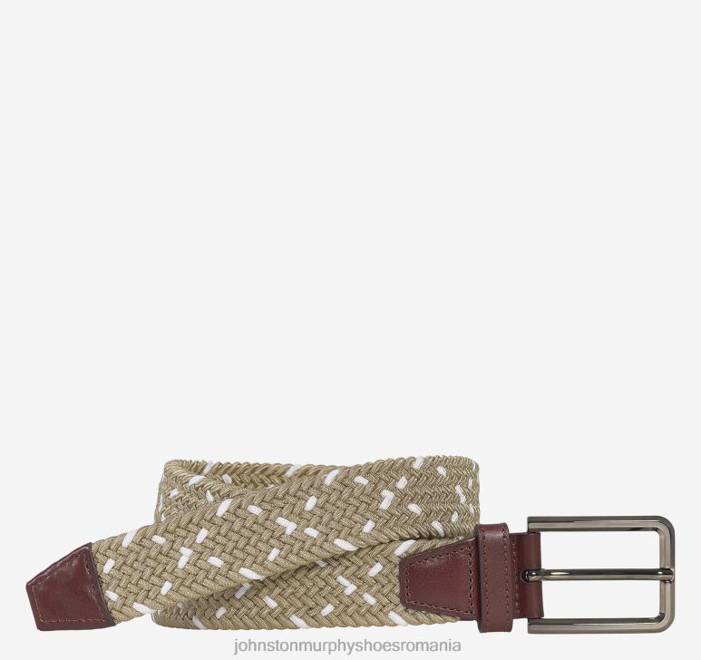 kaki/alb 6FF4F1137 bărbați Johnston  Murphy curea țesătă din tricot stretch accesorii