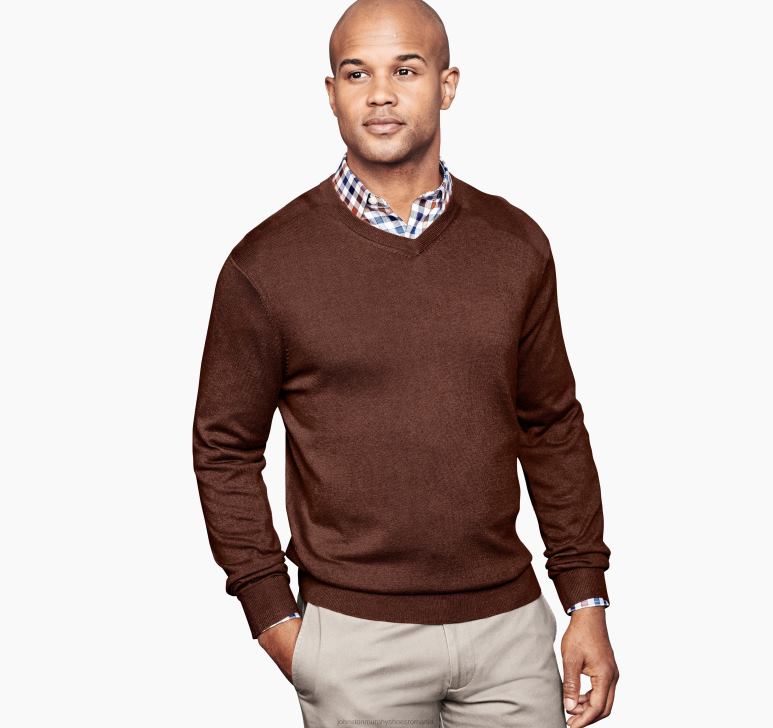 melange maro 6FF4F717 unisex Johnston  Murphy pulover cu decolteu în V îmbrăcăminte