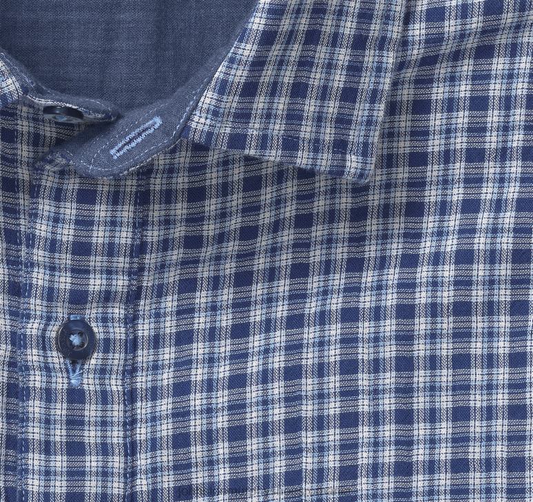 multi check bleumarin 6FF4F675 unisex Johnston  Murphy cămașă cu mânecă scurtă cu două straturi îmbrăcăminte