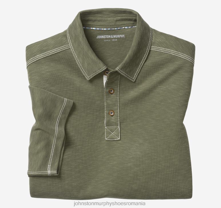 măsline 6FF4F407 bărbați Johnston  Murphy polo vintage slub îmbrăcăminte