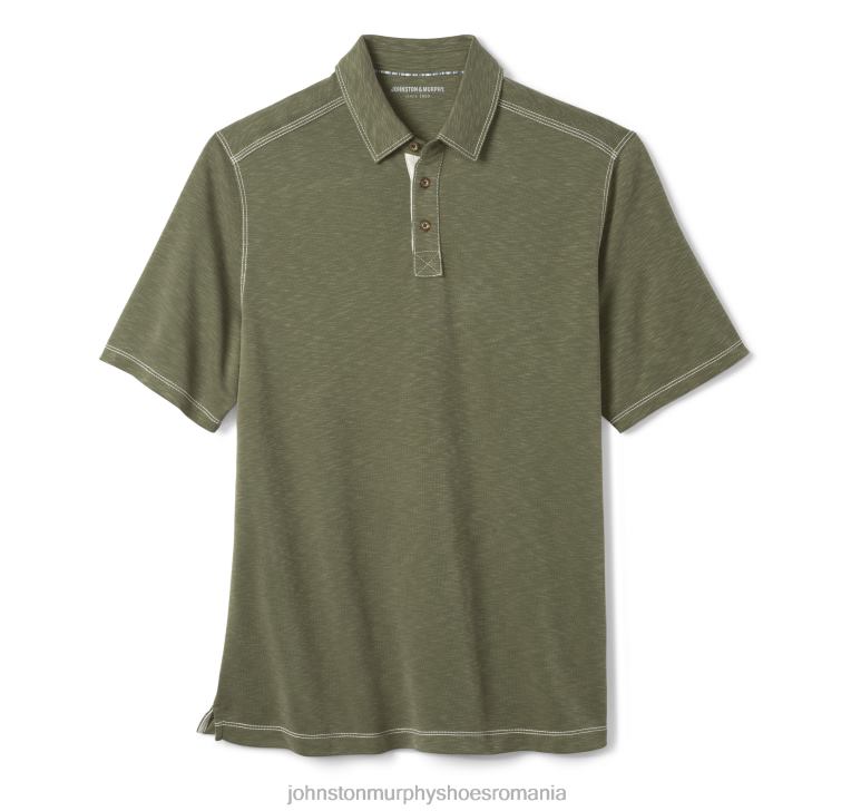 măsline 6FF4F407 bărbați Johnston  Murphy polo vintage slub îmbrăcăminte