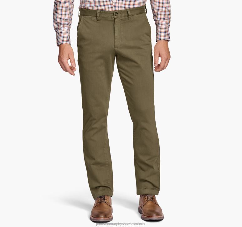 măsline 6FF4F812 bărbați Johnston  Murphy pantaloni chino spalati îmbrăcăminte