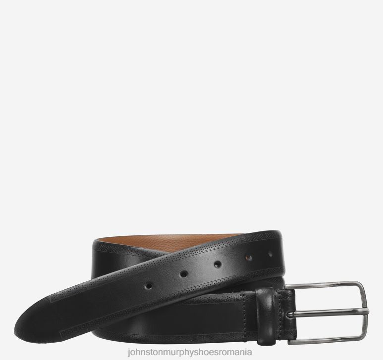 negru 6FF4F1029 bărbați Johnston  Murphy centură în relief cu margini perforate accesorii