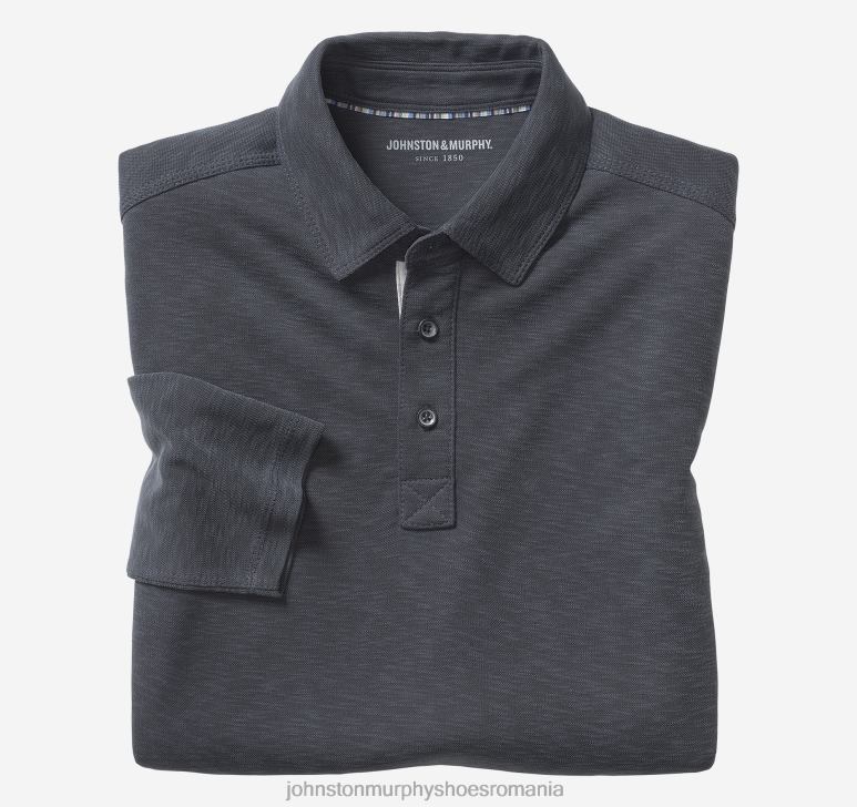 negru 6FF4F715 bărbați Johnston  Murphy polo vintage cu mâneci lungi îmbrăcăminte