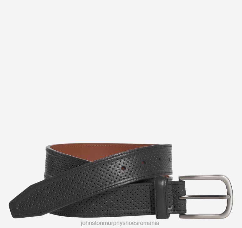 negru 6FF4F960 bărbați Johnston  Murphy centura moale din piele perforata accesorii