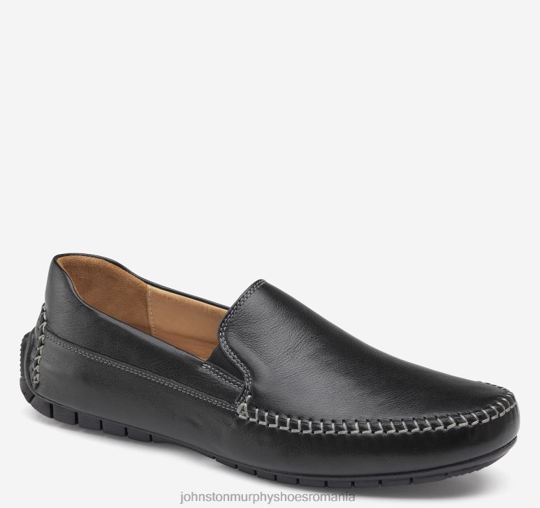 negru plin de cereale 6FF4F107 bărbați Johnston  Murphy cort whipstitch venetian pantofi