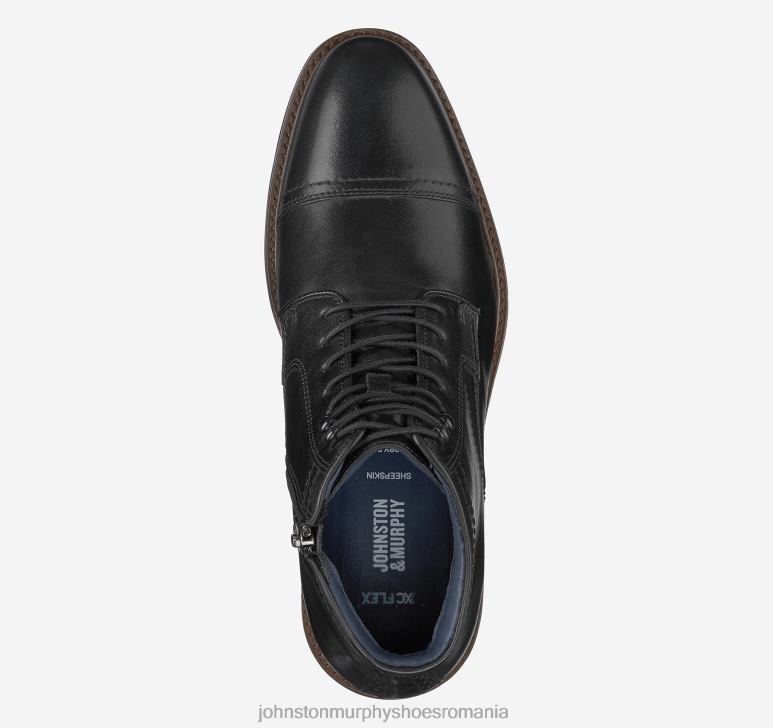 negru plin de cereale 6FF4F202 bărbați Johnston  Murphy cizme cu fermoar xc flex raleigh cap toe pantofi