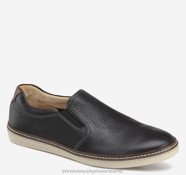 negru plin de cereale 6FF4F210 bărbați Johnston  Murphy mcguffey slip-on pantofi