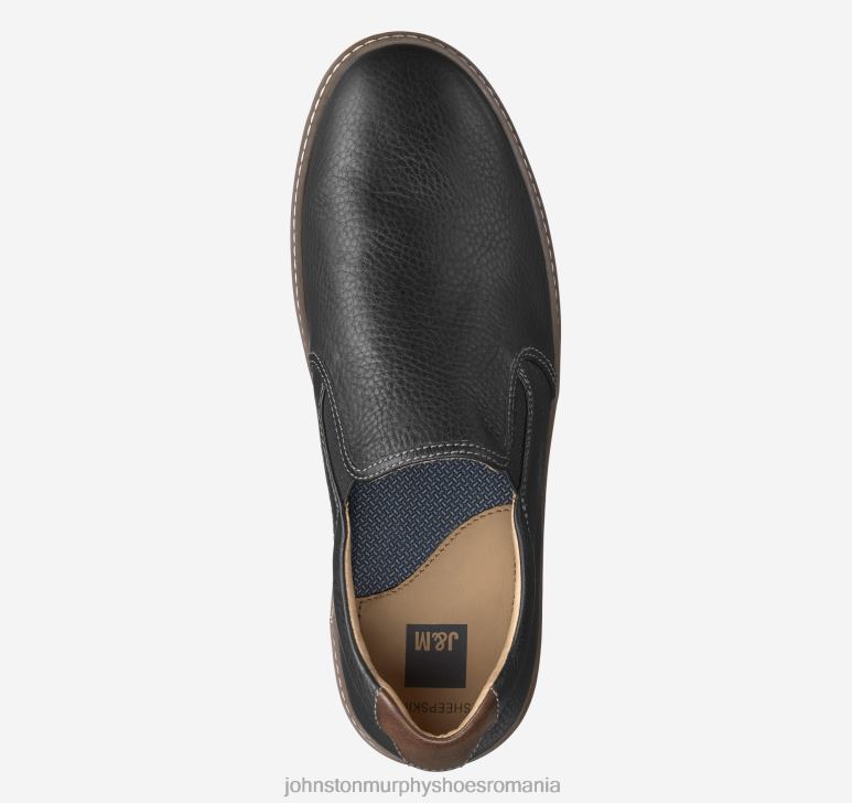 negru plin de cereale 6FF4F210 bărbați Johnston  Murphy mcguffey slip-on pantofi