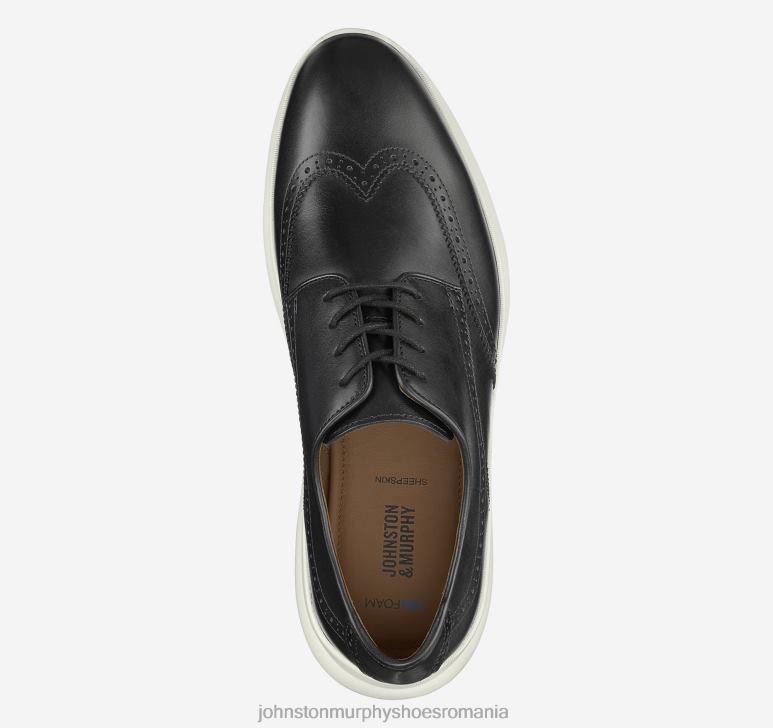 negru plin de cereale 6FF4F267 bărbați Johnston  Murphy vârful aripii hennings pantofi