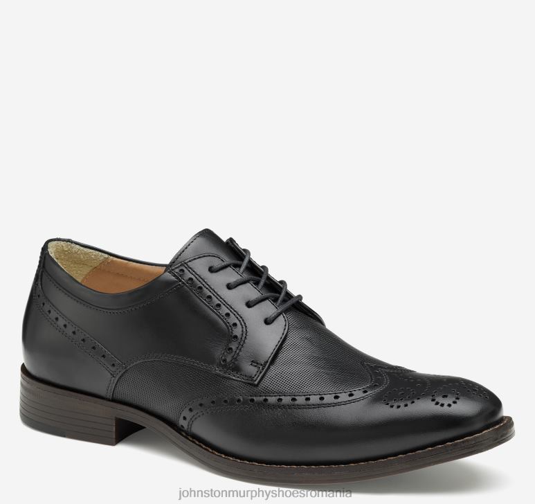 negru plin de cereale 6FF4F281 bărbați Johnston  Murphy vârful aripii în relief cu lewis pantofi
