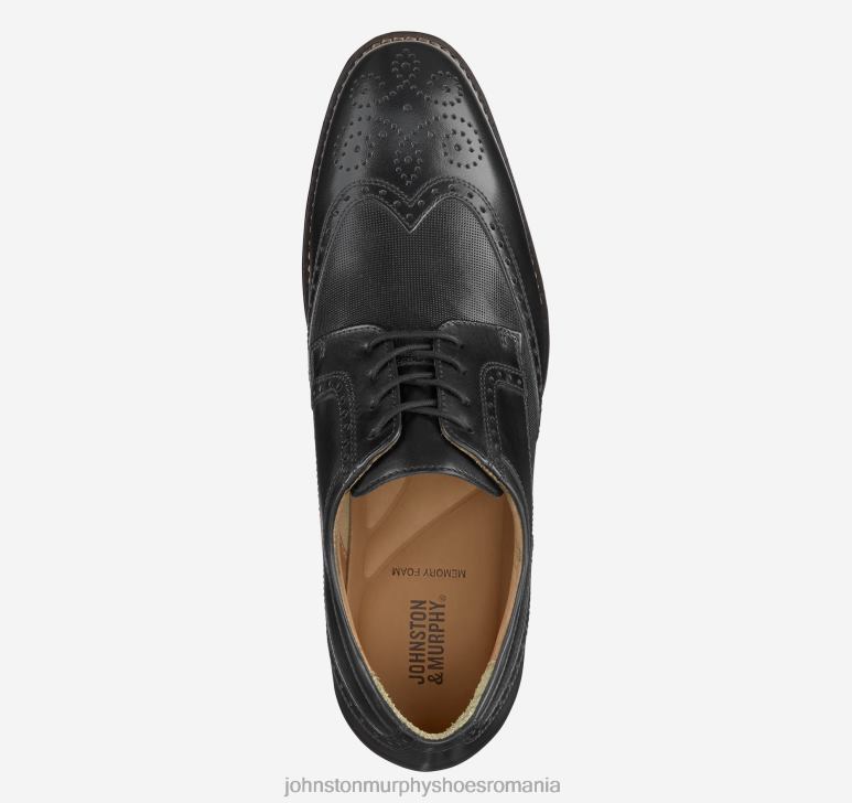 negru plin de cereale 6FF4F281 bărbați Johnston  Murphy vârful aripii în relief cu lewis pantofi