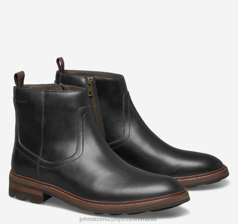 negru plin de cereale 6FF4F289 bărbați Johnston  Murphy cizme cu fermoar welch pantofi