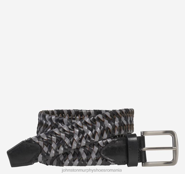 negru/gri 6FF4F997 bărbați Johnston  Murphy centura din piele elastica tesuta accesorii