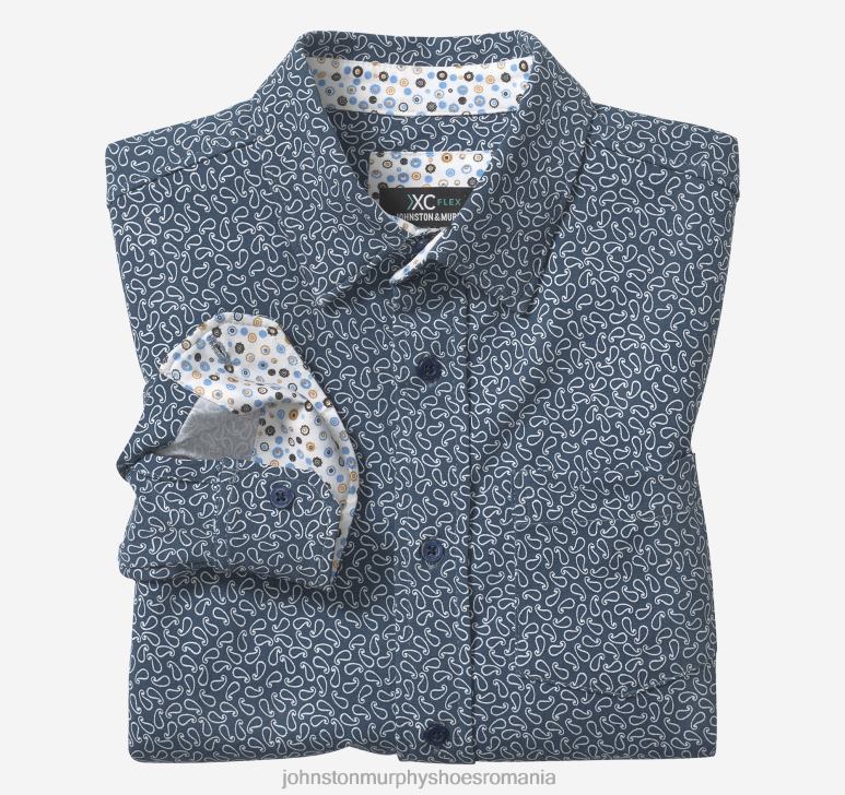 paisley bleumarin 6FF4F1387 băiat Johnston  Murphy cămașă pentru băieți xc flex stretch cu mânecă lungă îmbrăcăminte