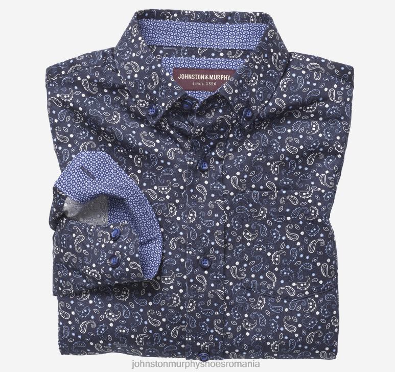 paisley bleumarin 6FF4F1427 băiat Johnston  Murphy cămașă cu mânecă lungă pentru băieți îmbrăcăminte