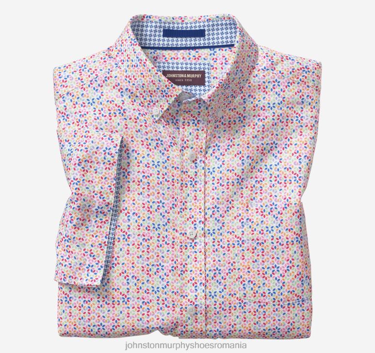 petală multi geo albă 6FF4F466 unisex Johnston  Murphy cămașă cu mânecă scurtă din bumbac texturat îmbrăcăminte
