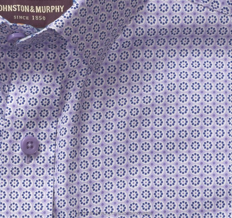 petală punctată violet 6FF4F470 bărbați Johnston  Murphy cămașă din bumbac imprimat îmbrăcăminte