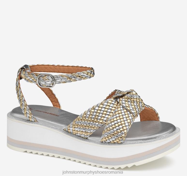 piele artificială metalică argintie/aurie 6FF4F1213 femei Johnston  Murphy sandală țesută grație pantofi