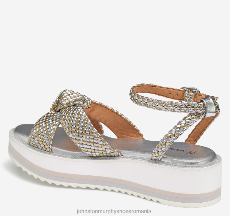 piele artificială metalică argintie/aurie 6FF4F1213 femei Johnston  Murphy sandală țesută grație pantofi