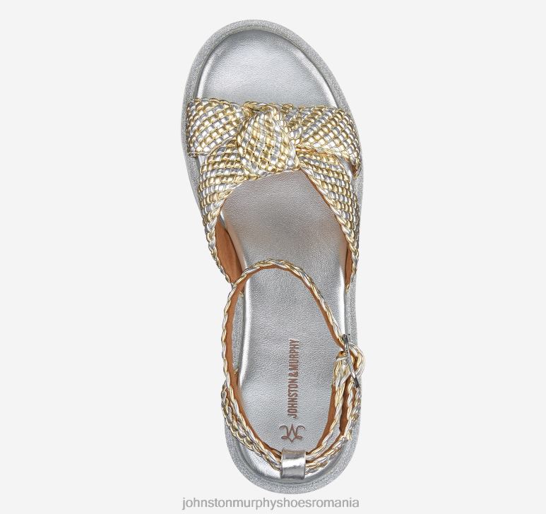 piele artificială metalică argintie/aurie 6FF4F1213 femei Johnston  Murphy sandală țesută grație pantofi