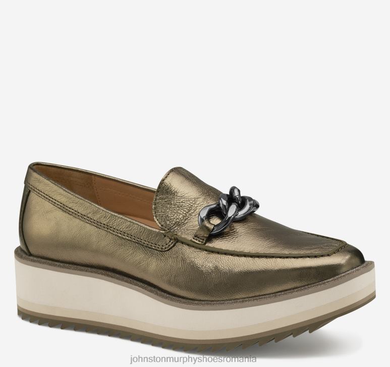 piele de oaie bronz metalizat 6FF4F1262 femei Johnston  Murphy mocasnic cu lanț gracelyn pantofi