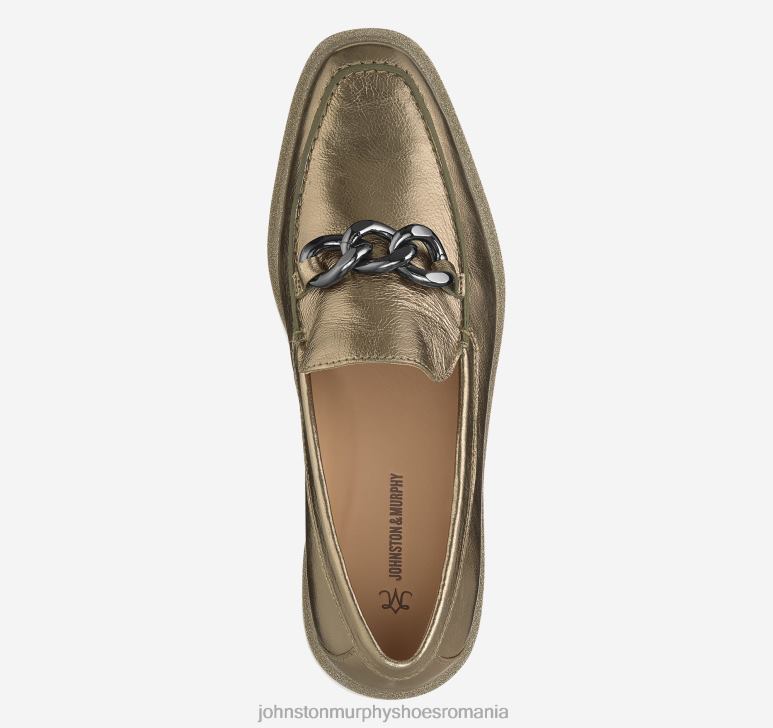 piele de oaie bronz metalizat 6FF4F1262 femei Johnston  Murphy mocasnic cu lanț gracelyn pantofi