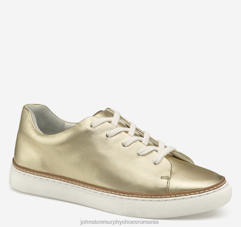 piele de oaie metalica aurie 6FF4F1257 femei Johnston  Murphy callie lace-to-toe pantofi
