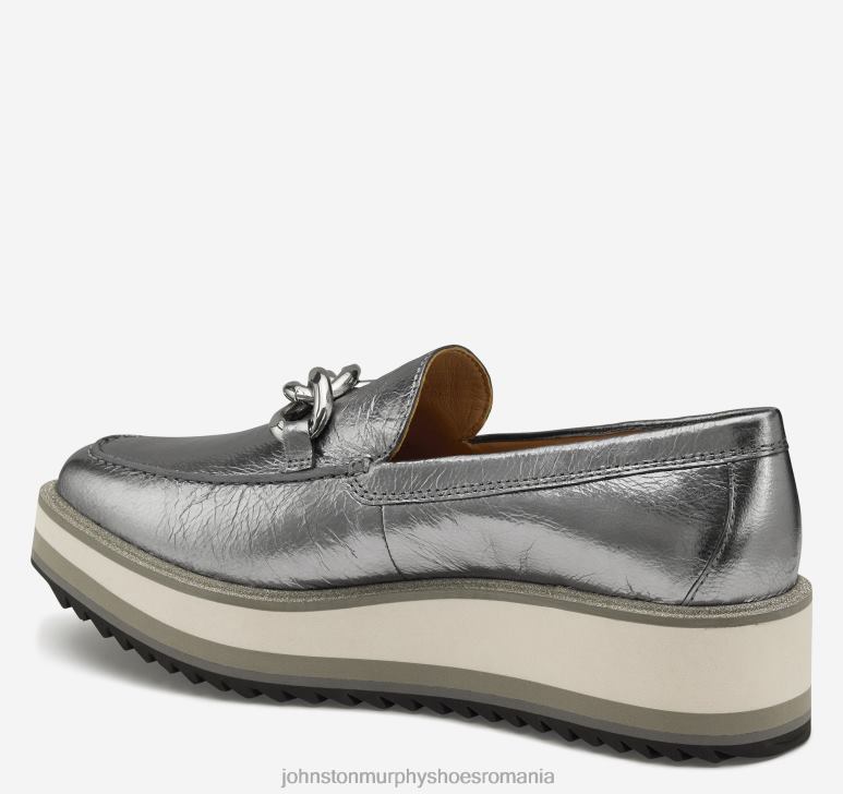 piele de oaie metalică argintie 6FF4F1261 femei Johnston  Murphy mocasnic cu lanț gracelyn pantofi