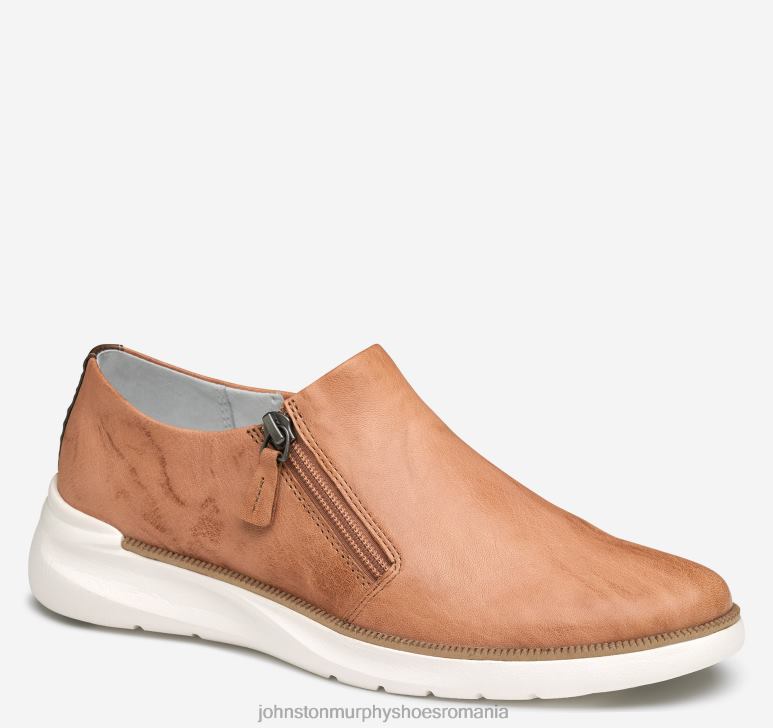 piele de oaie spălată bronz deschis 6FF4F1219 femei Johnston  Murphy adidași cu fermoar smeriț pantofi