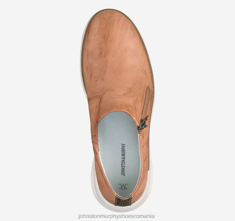 piele de oaie spălată bronz deschis 6FF4F1219 femei Johnston  Murphy adidași cu fermoar smeriț pantofi