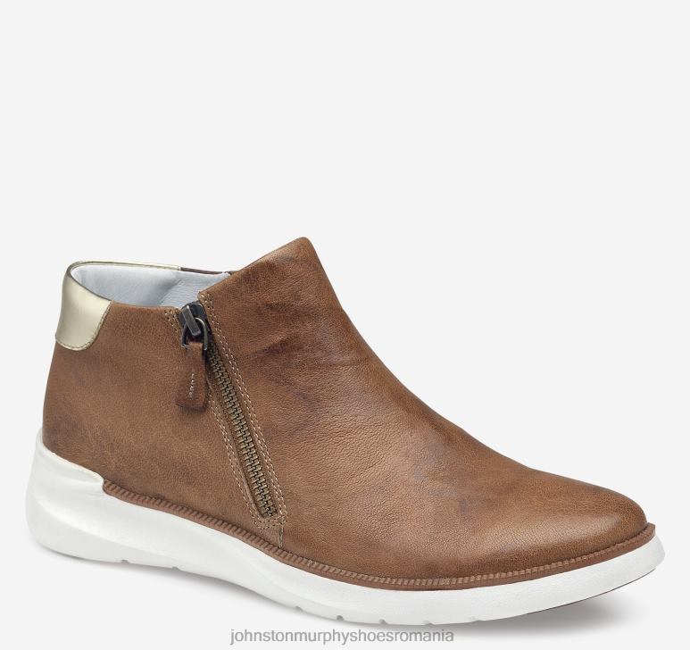 piele de oaie spălată italiană coniac 6FF4F1228 femei Johnston  Murphy ghetuț cu fermoar smeriț pantofi