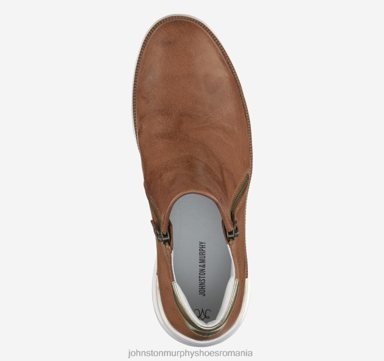 piele de oaie spălată italiană coniac 6FF4F1228 femei Johnston  Murphy ghetuț cu fermoar smeriț pantofi