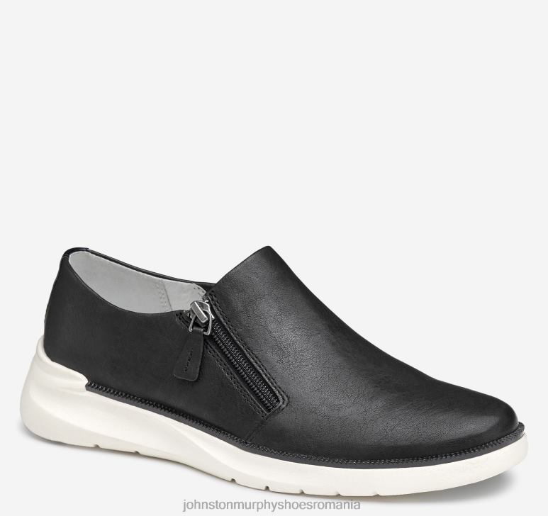 piele de oaie spălată neagră 6FF4F1220 femei Johnston  Murphy adidași cu fermoar smeriț pantofi