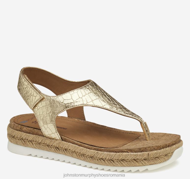 piele de oaie în relief cu croco auriu 6FF4F1197 femei Johnston  Murphy sandale tanga michelle pantofi