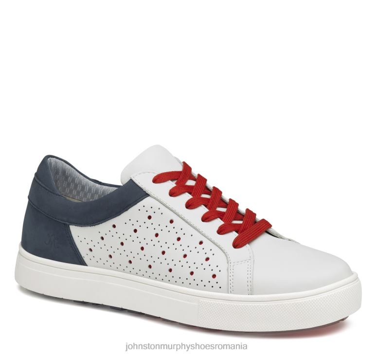 piele de vițel alb/marinier/roșu 6FF4F1225 femei Johnston  Murphy madison perfed hibrid pantofi