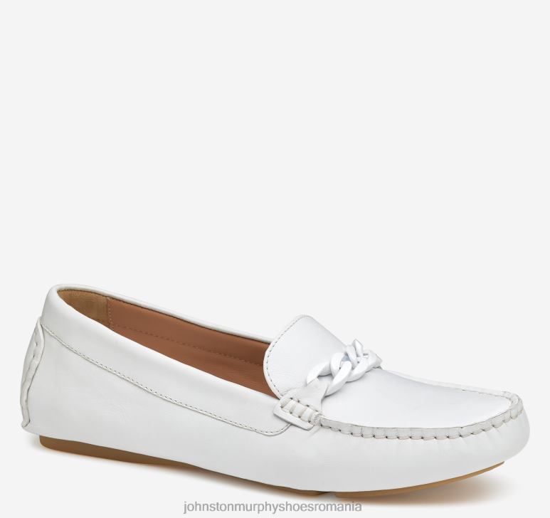 piele de vițel albă 6FF4F1201 femei Johnston  Murphy maggie chain moc pantofi