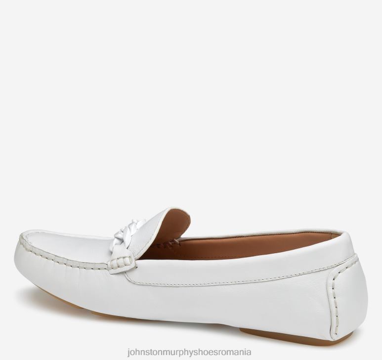 piele de vițel albă 6FF4F1201 femei Johnston  Murphy maggie chain moc pantofi