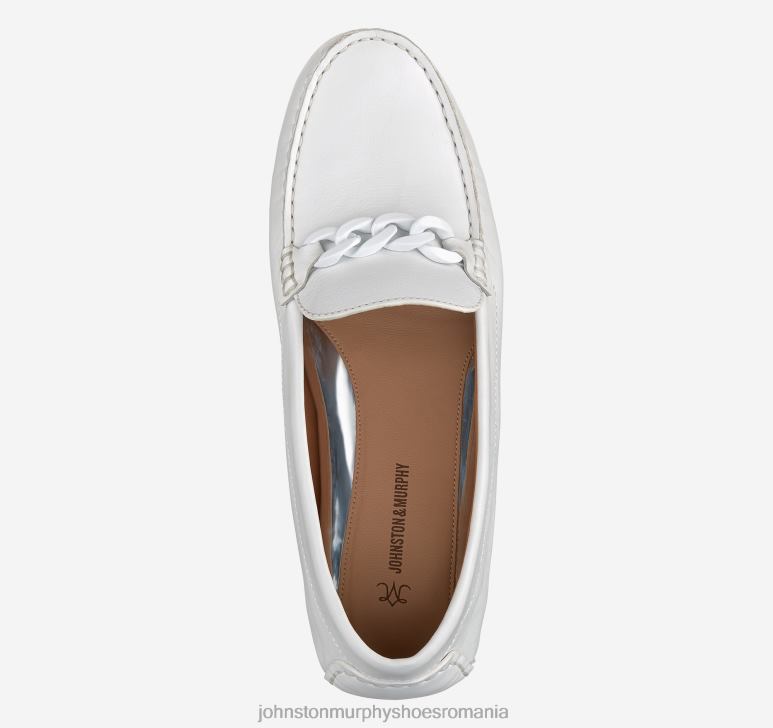 piele de vițel albă 6FF4F1201 femei Johnston  Murphy maggie chain moc pantofi