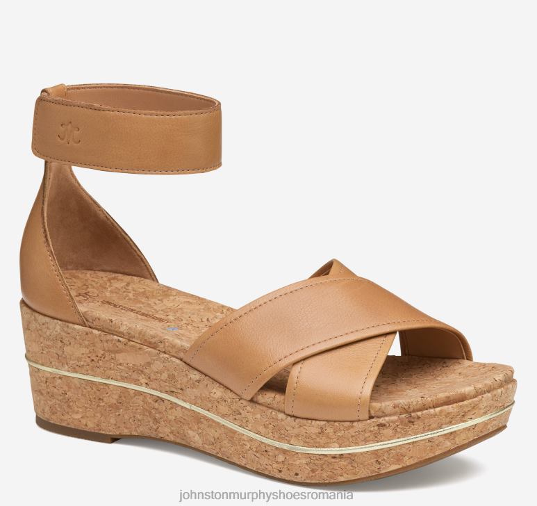 piele de vițel cafeniu 6FF4F1192 femei Johnston  Murphy sandală gigi cu bandă încrucișată pantofi