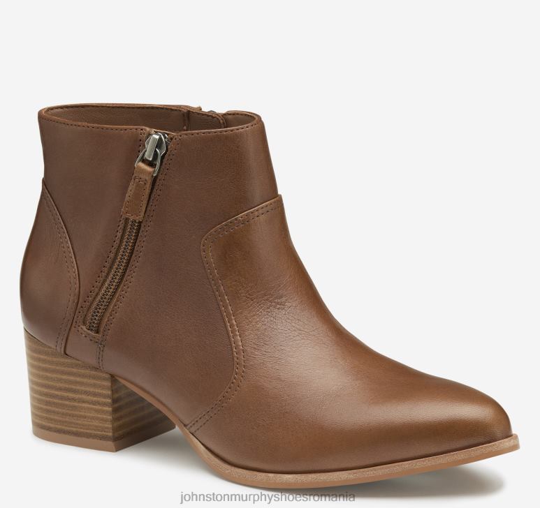 piele de vițel coniac 6FF4F1268 femei Johnston  Murphy papuc trista cu fermoar dublu pantofi