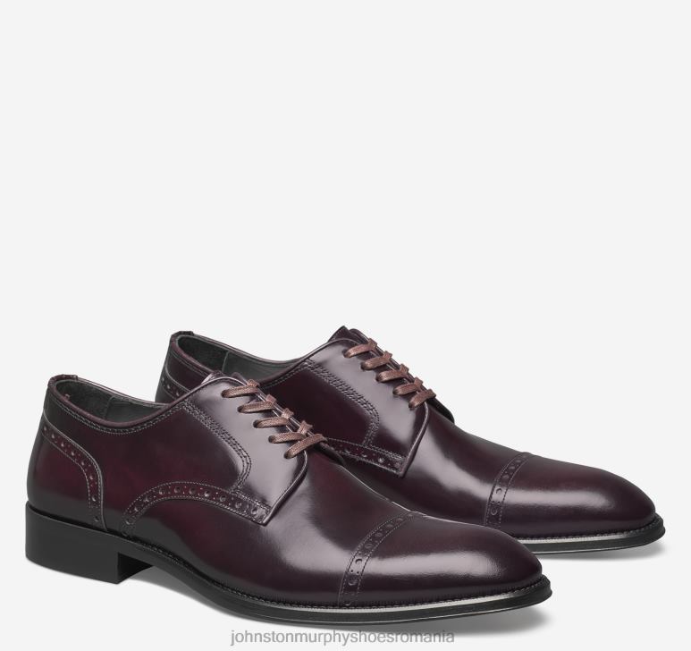 piele de vițel italiană bordeaux 6FF4F323 bărbați Johnston  Murphy flynn cap toe pantofi