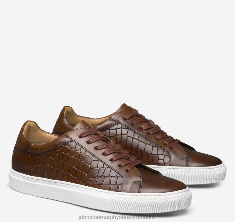 piele de vițel italiană cu relief croco-brun închis 6FF4F386 unisex Johnston  Murphy jake dantelă până la deget de la picioare pantofi