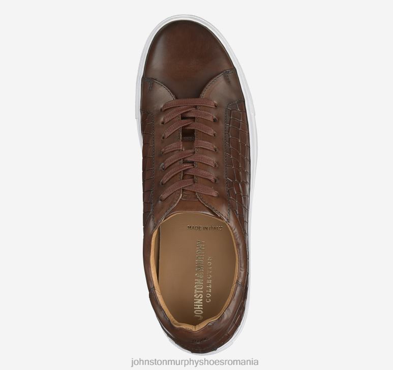piele de vițel italiană cu relief croco-brun închis 6FF4F386 unisex Johnston  Murphy jake dantelă până la deget de la picioare pantofi