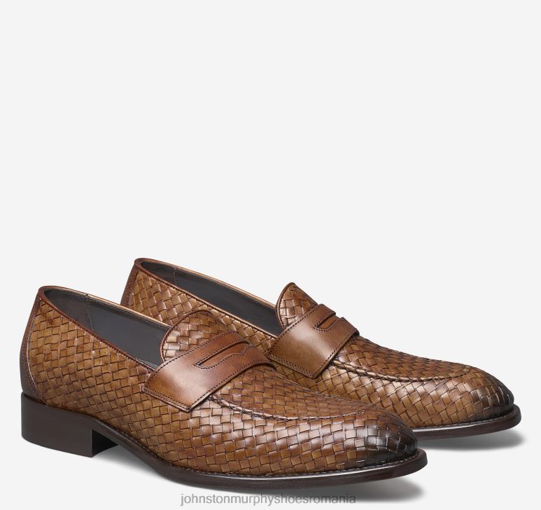 piele de vițel italiană maro 6FF4F277 bărbați Johnston  Murphy ellsworth woven penny pantofi