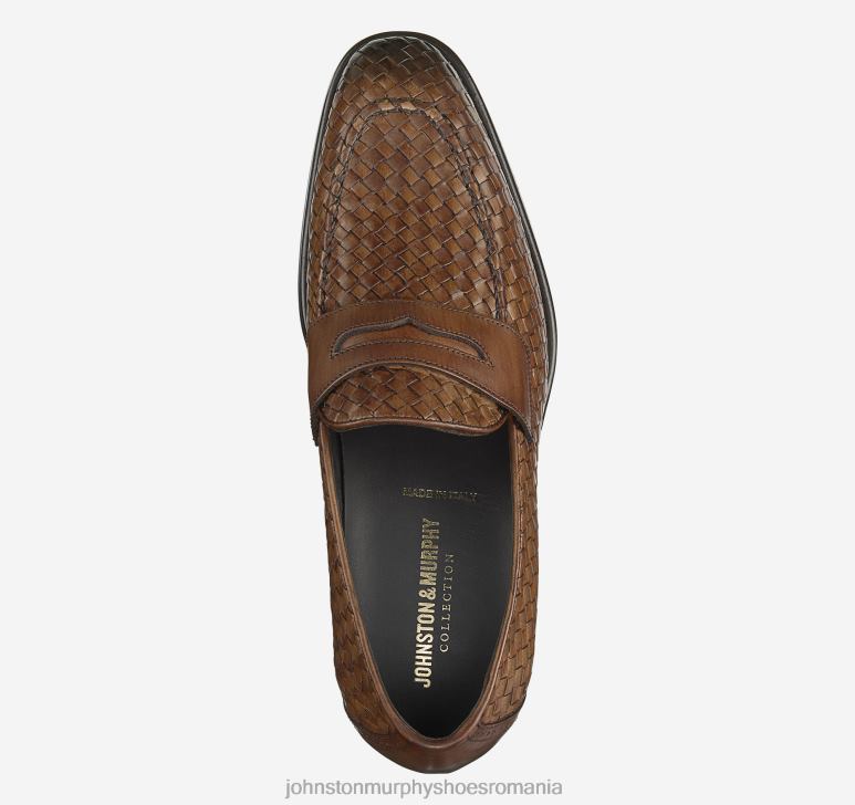 piele de vițel italiană maro 6FF4F277 bărbați Johnston  Murphy ellsworth woven penny pantofi