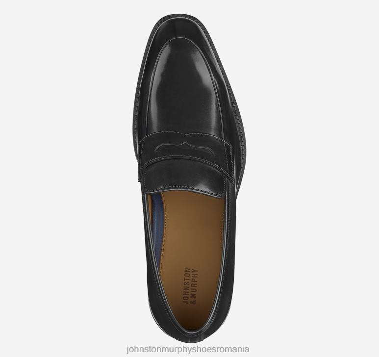 piele de vițel italiană neagră 6FF4F83 bărbați Johnston  Murphy meade penny pantofi