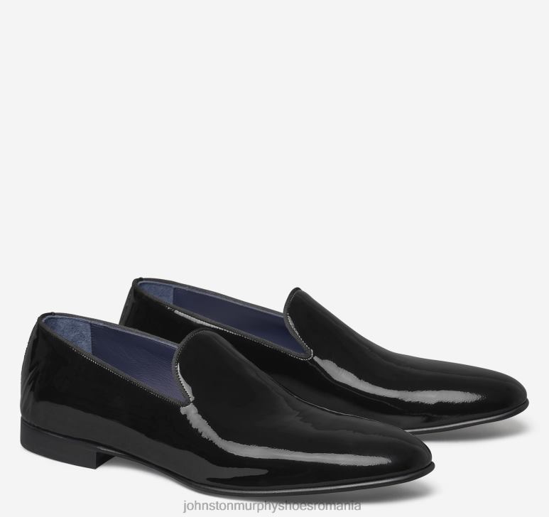 piele de vițel lacută italiană neagră 6FF4F391 bărbați Johnston  Murphy kinser slip-on pantofi