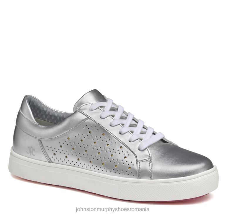 piele de vițel metalizat argintiu 6FF4F1226 femei Johnston  Murphy madison perfed hibrid pantofi